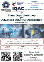 Three Days Workshop on Advanced Industrial Automation 2024 Hands on Training Poster